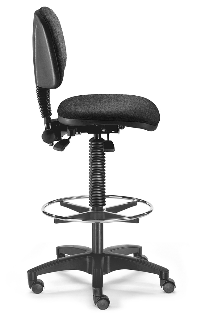 Industry 3 - Arbeitshocker mit Rückenlehne und Fußring 